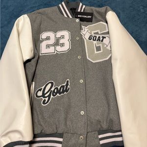 Grey and White Chicago Varsity Jacket with tag
